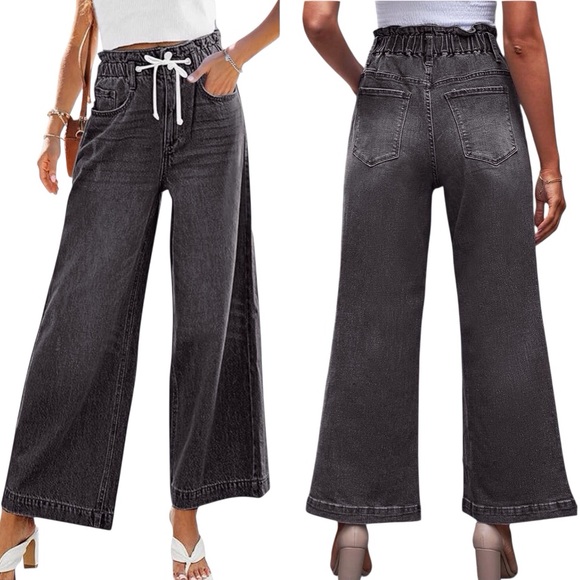 Source Unknown Denim - Women's Black High Rise Wide Leg Jeans